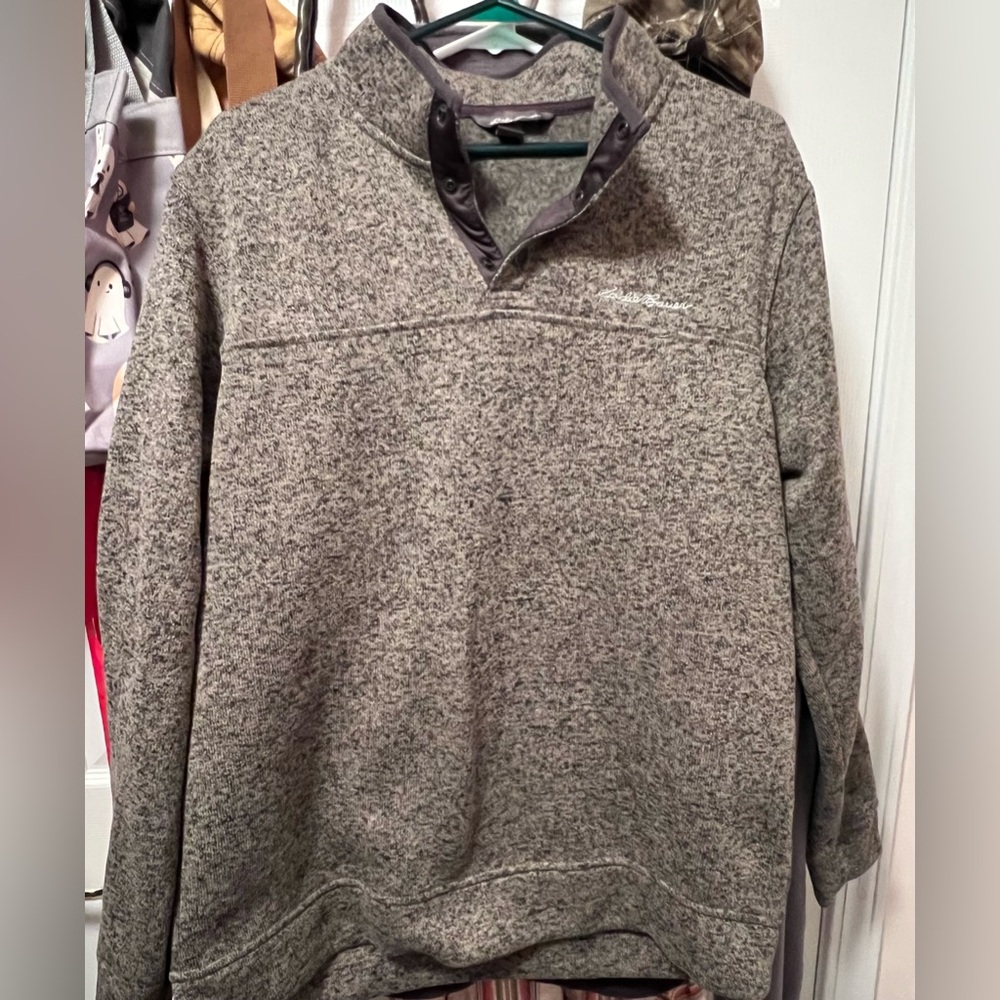 Eddie Bauer Gray Zip Up Sweater Cozy Outdoor Essential